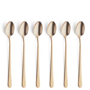 Amefa - Komplet 6 łyżeczek do kawy latte złotych w pud.