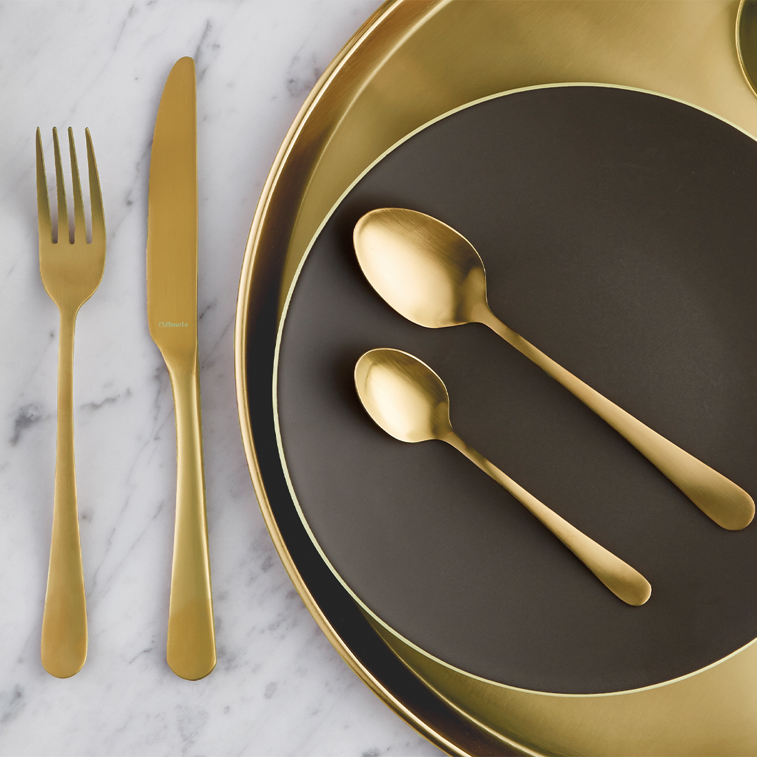 Amefa - Komplet 6 łyżeczek do kawy latte złotych w pud. - obrazek 5