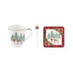 EasyLife - Kubek porcelanowy z podkładką korkową