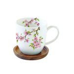 EasyLife - Kubek porcelanowy z podkładką akacjową