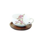 EasyLife - Filiżanka porcelanowa z podkładką akacjową