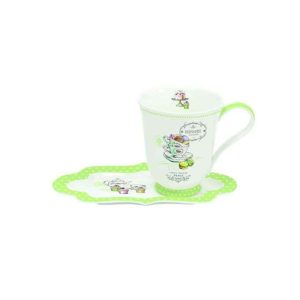 EasyLife - Kubek z talerzykiem z porcelany