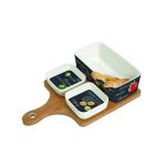 EasyLife - Porcelanowy zestaw serwisowy z bambusową tacą