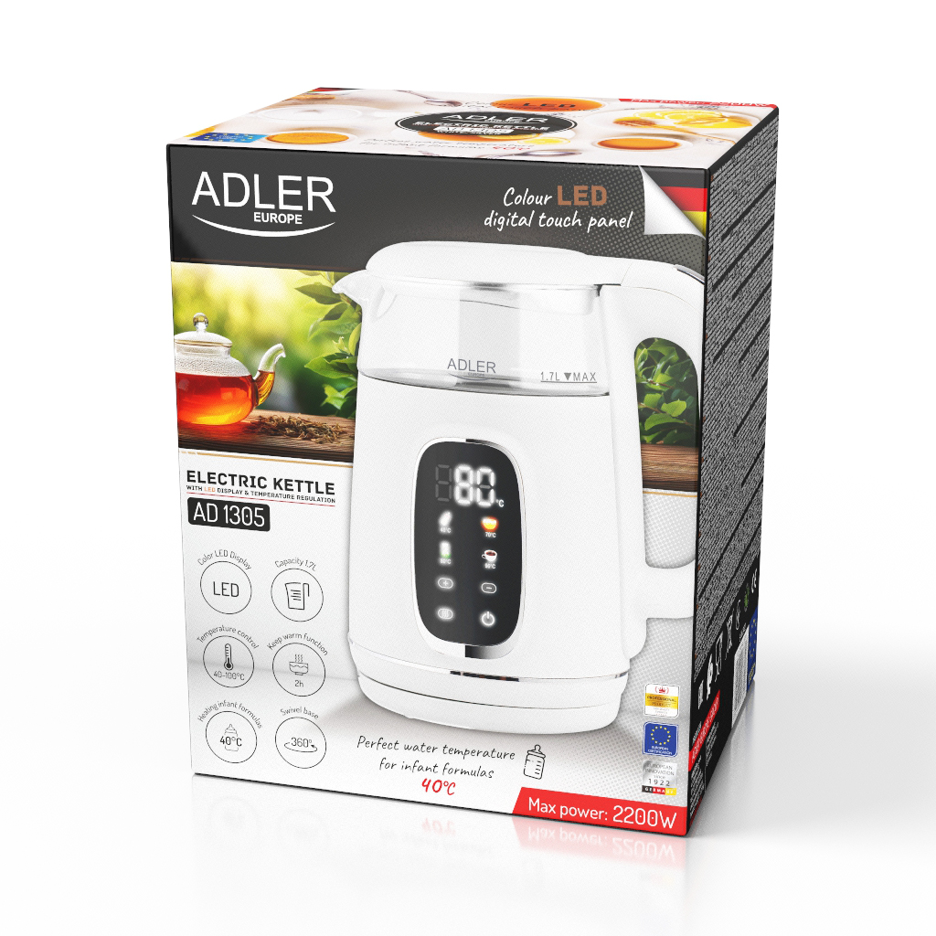 Adler - Czajnik white-silver AD 1305 white silver - obrazek 2