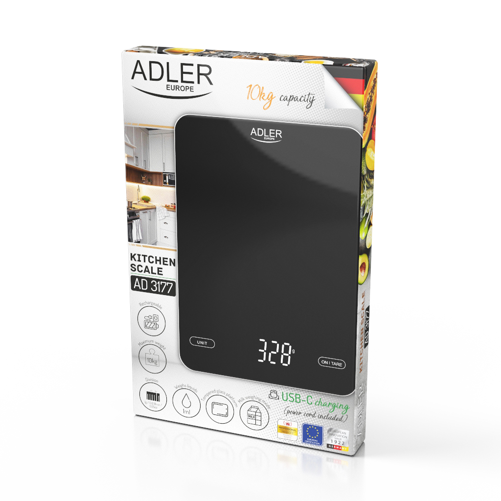 Adler - waga black AD 3177 black - obrazek 2