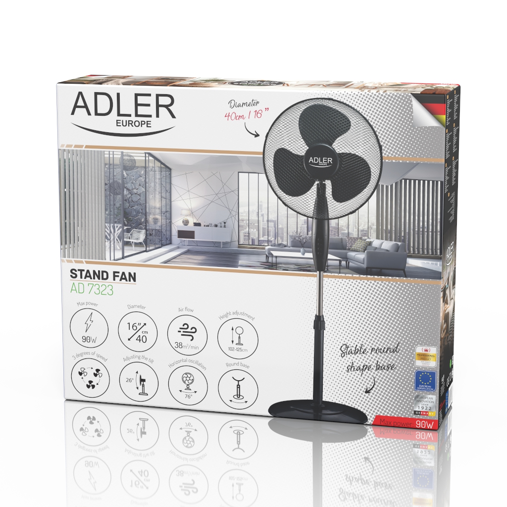 Adler - Wentylator black AD 7323 black - obrazek 2