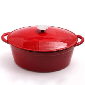 Hendi - Garnek żeliwny emaliowany, HENDI, 7L, czerwony, 407x254x(H)135mm Wariant podstawowy