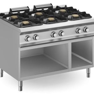 Hendi - Kuchnia gazowa z nowymi palnikami FLEX BURNERS o mocy 7 kW i 11 kW, na podstawie z trzech stron zamkniętej - kod FB912AXXL Wariant podstawowy