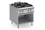 Hendi - Kuchnia gazowa z nowymi palnikami FLEX BURNERS o mocy 7 kW i 11 kW, na podstawie z trzech stron zamkniętej - kod FB98AXL Wariant podstawowy