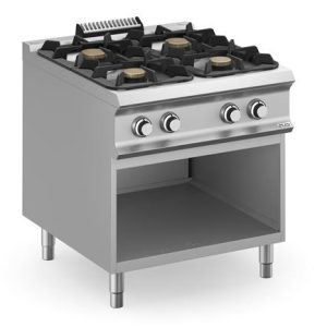 Hendi - Kuchnia gazowa z nowymi palnikami FLEX BURNERS o mocy 7 kW i 11 kW, na podstawie z trzech stron zamkniętej - kod FB98AXL Wariant podstawowy