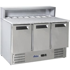 Hendi - Stoły chłodnicze z nadstawą i blatem granitowym 3-DRZWIOWY