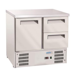 Hendi - Stół chłodniczy z 1 drzwiami i 2 szufladami, Arktic, GN 1/1, 247L, 220-240V/143W, 900x700x(H)855mm Wariant podstawowy