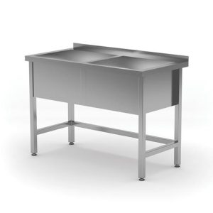 Hendi - Stół z basenem – spawany, 2-komorowy, głębokość 600 mm, wysokość komory 300 mm, HENDI, Profi Line, 1200x600x850 mm, 2x basen H=300 mm, 1200x600x(H)850mm Wariant podstawowy