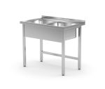 Hendi - Stół z dwoma zlewami bez półki - spawany, o wym. 1000x600x850 mm Wariant podstawowy