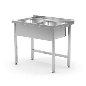 Hendi - Stół z dwoma zlewami bez półki - spawany, o wym. 1000x600x850 mm Wariant podstawowy