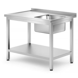 Hendi - Stół z jednym zlewem , z półką - skręcany, HENDI, Kitchen Line, Lokalizacja komory - po prawej, 1000x700x(H)850mm Wariant podstawowy