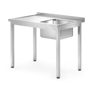 Hendi - Stół z jednym zlewem lewy , bez półki- skręcany, HENDI, Kitchen Line, Lokalizacja komory - po prawej, 1000x700x(H)850 mm, 1000x700x(H)850mm Wariant podstawowy