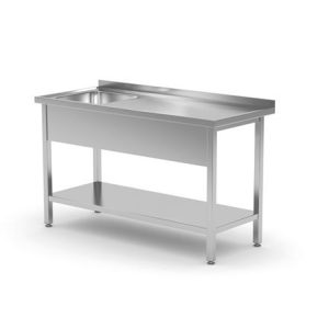 Hendi - Stół z jednym zlewem z półką, lewy - skręcany, o wym. 800x600x(H)850 mm Wariant podstawowy