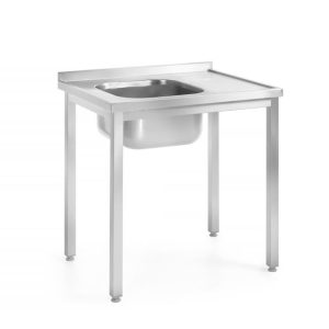 Hendi - Stół ze zlewem 1-komorowym – skręcany, głębokość 600 mm, HENDI, Kitchen Line, Lokalizacja komory - po lewej, 1000x600x(H)850mm Wariant podstawowy