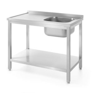 Hendi - Stół ze zlewem 1-komorowym i półką – skręcany, głębokość 600 mm, HENDI, Kitchen Line, Lokalizacja komory - po prawej 811870