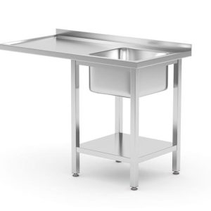 Hendi - Stół ze zlewem, półką i miejscem na zmywarkę lub lodówkę - skręcany, HENDI, prawy, 1200x700x(H)850mm Wariant podstawowy