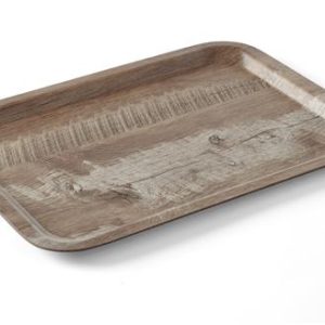 Hendi - Taca do serwowania z laminatem z melaminy, antypoślizgowa, z wzorem drewna, AmerBox, ciemne drewno, 240x340mm Wariant podstawowy