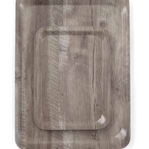 Hendi - Taca do serwowania z laminatem z melaminy, antypoślizgowa, z wzorem drewna, AmerBox, ciemne drewno, 370x530mm Wariant podstawowy