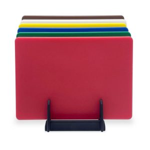 Hendi - Zestaw 6 desek do krojenia HACCP ze stojakiem, HENDI, 6 szt., 450x300x(H)10mm Wariant podstawowy