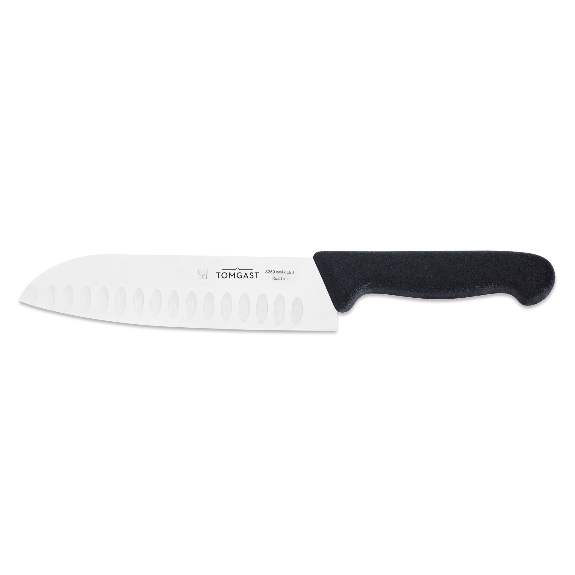 Tomgast - Nóż Santoku 18 cm, czarny